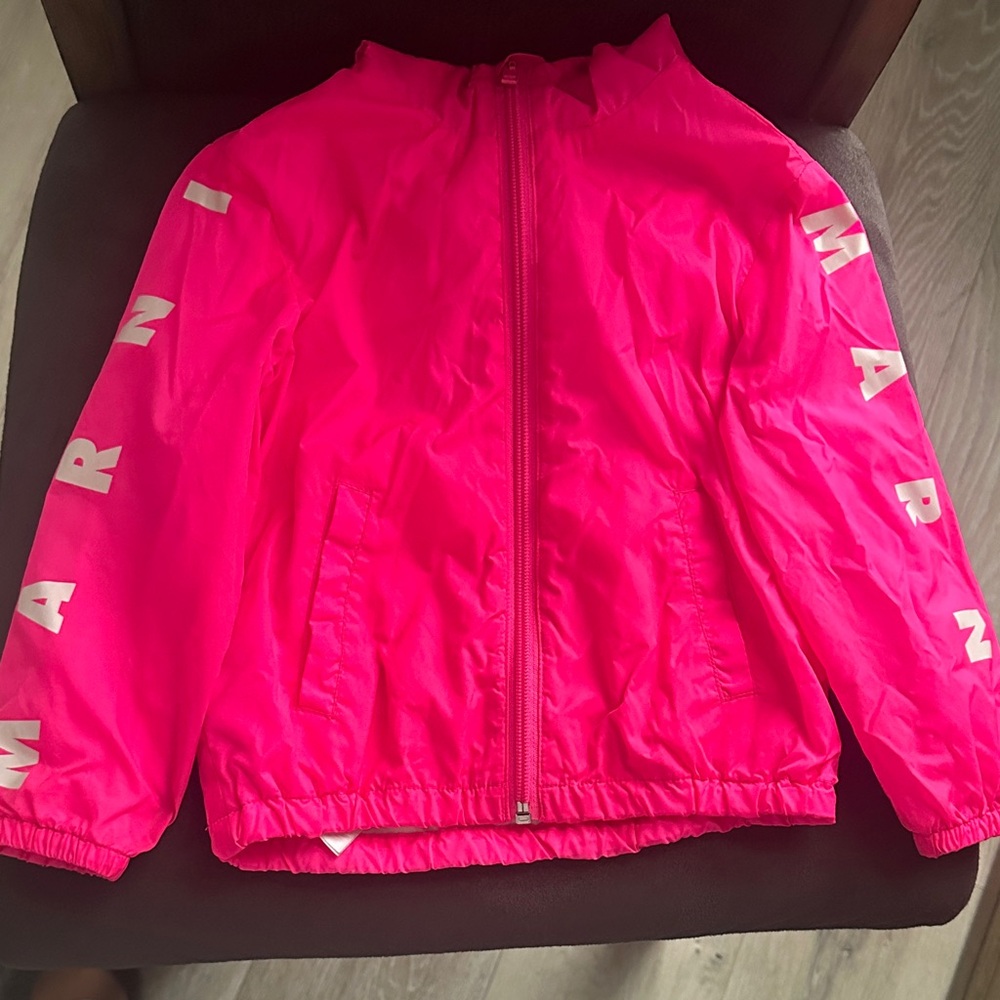 Authentic Highlight Pink Marni Kids Vibrant Hooded Pink Raincoat
